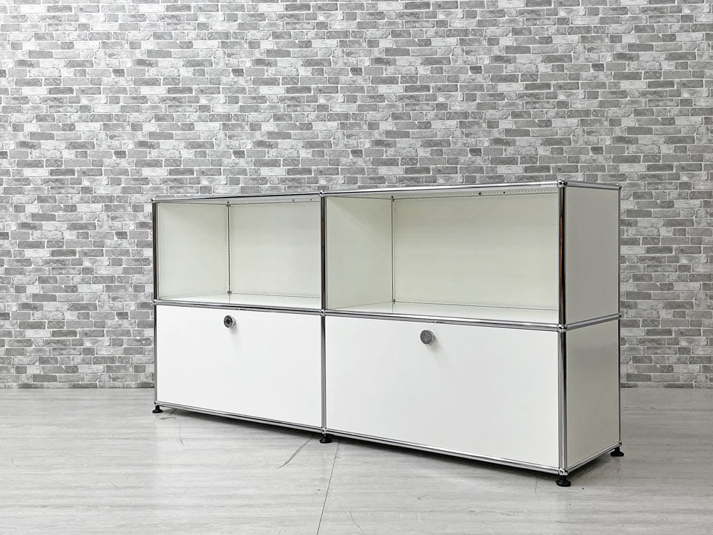 ユーエスエムハラー USMハラー USM Haller モジュラーファニチャー サイドボード キャビネット シェルフ 2列2段 ピュアホワイト ドロップダウンドア 定価約24万円 中古品 買い取りしました。