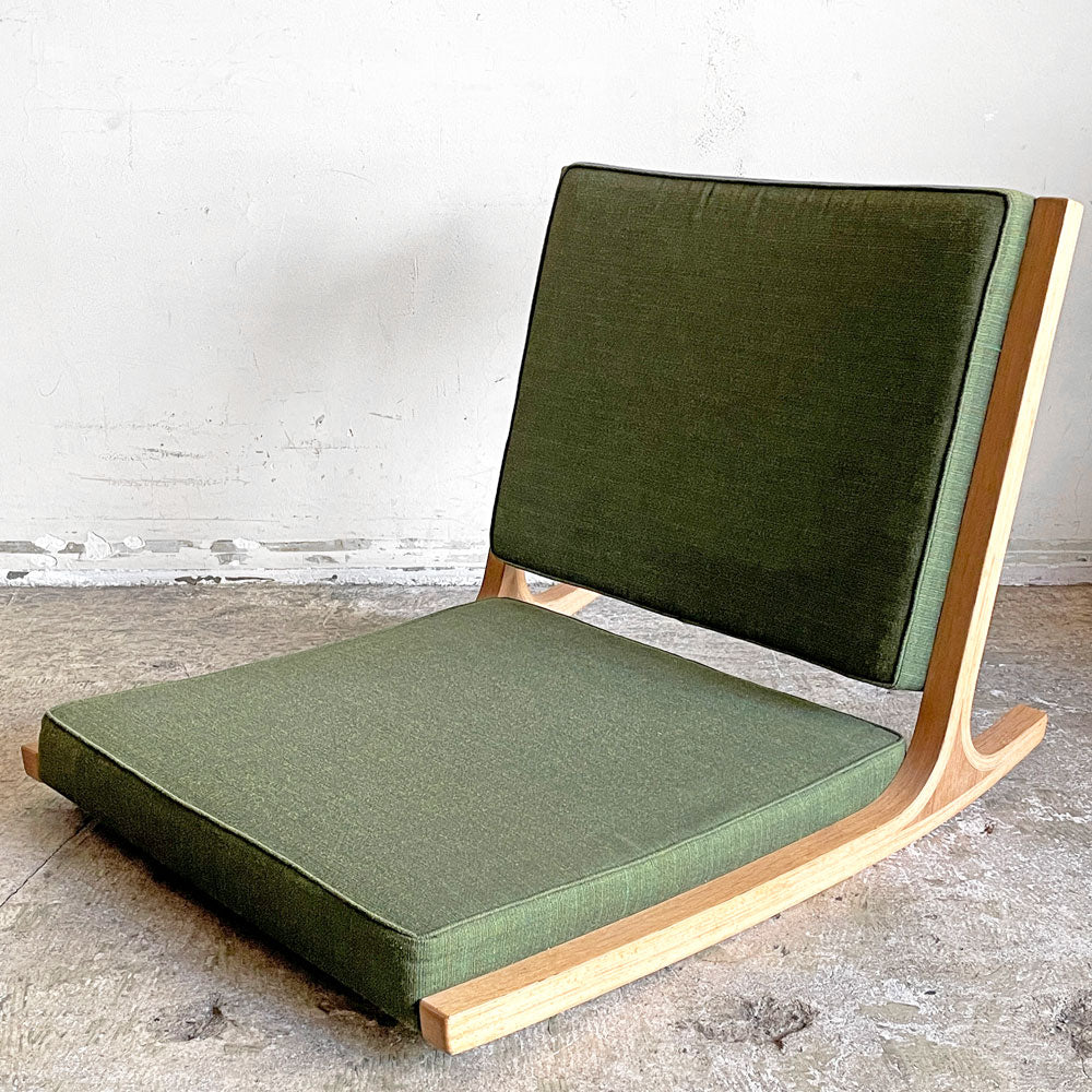 【自由が丘店】天童木工 Tendo ロッキング座椅子 ケヤキ材 グリーン ファブリック 垂見健三 ビンテージ 希少 買取させていただきました。