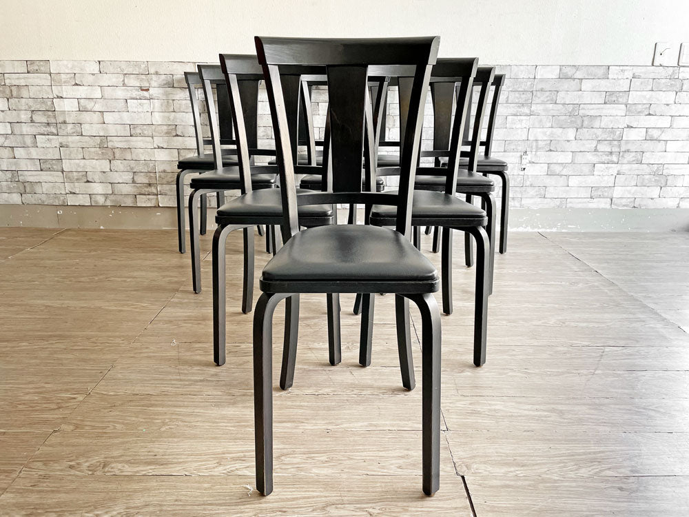 天童木工 tendo ティーシリーズ T series 食卓イス T-5390 ダイニングチェア 2脚セット ブナ材フレーム ブラック ビニールレザーシート ブラック ジャパンビンテージ A~E 中古品 買い取りしました。