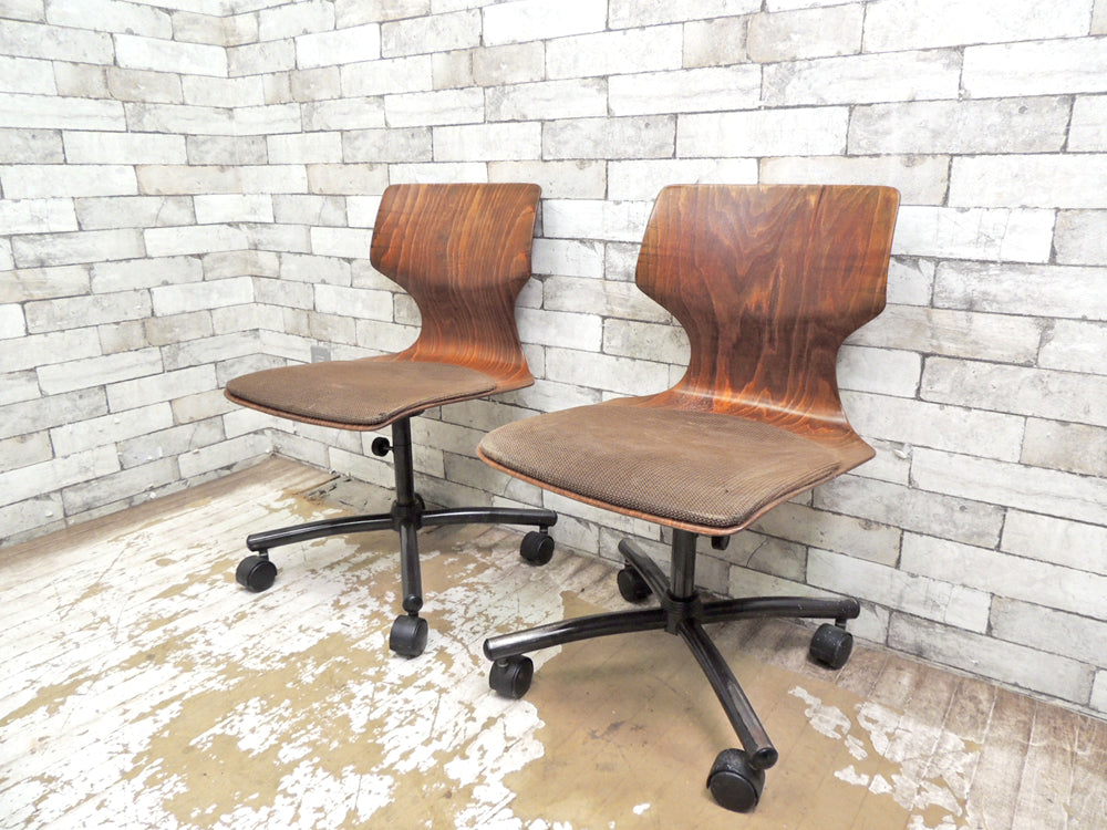パグホルツ PAGHOLZ プライウッド キャスターチェア ファブリック座面 ビンテージ 西ドイツ製 WEST GERMANY   中古品 買い取りしました。