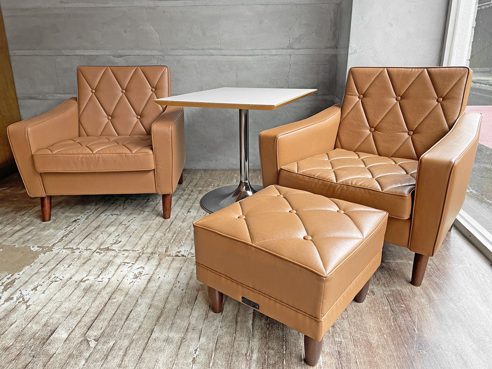 カリモク60 karimoku60 ロビーチェア リーベルブラウン 1Pソファ 2脚 ＆ オットマン ジャパニーズミッドセンチュリー 中古品 買い取りしました。
