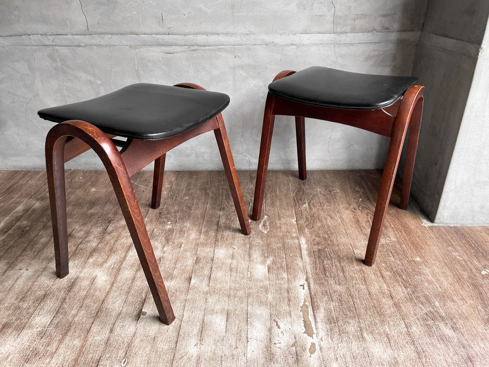 秋田木工 Akimoku ビンテージ 剣持スツール No.202 PVCレザー ブラック スタッキングスツール 剣持勇 ジャパニーズモダン 中古品 買い取りしました。