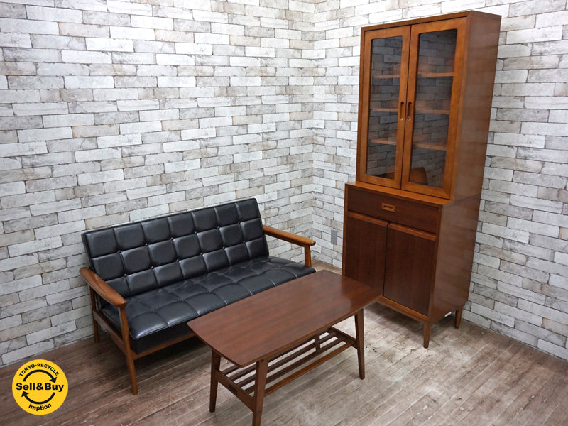 カリモク60 & 60+ karimoku ガラストップキャビネット Kチェア 2シーター スタンダードブラック リビングテーブル 小 ウォールナット ムテニエ突板 ～ 即完売必至の人気商品3点同時入荷！ ～ 【 買取と販売とレンタルのお店 】
