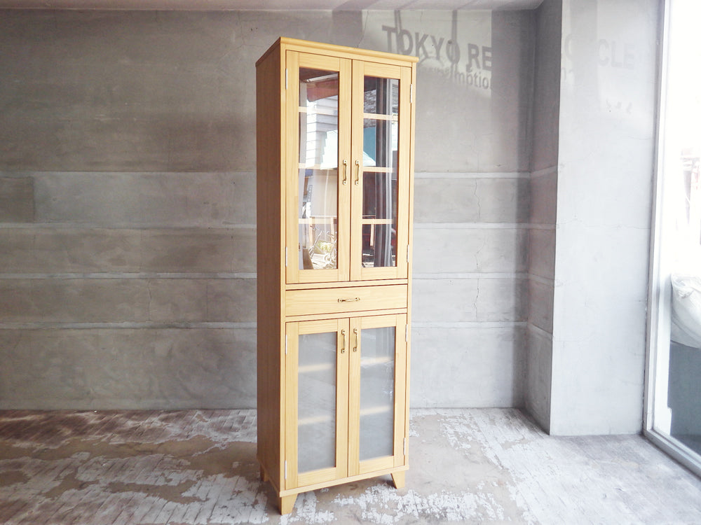 モモナチュラル momo natural ランド LAND 60 カップボード 食器棚 パイン材 ナチュラル 抽斗1杯 H179cm 中古品 買い取りしました。