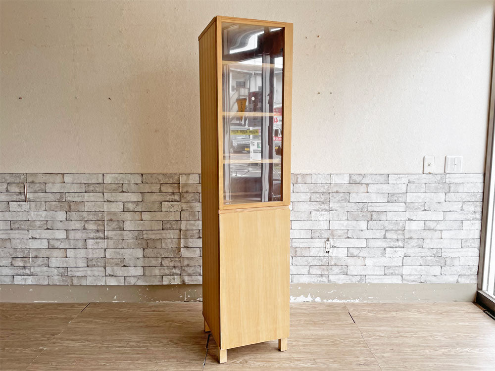 無印良品 MUJI タモ材 組み合わせて使える木製収納 スリム キャビネット カップボード ガラス扉 木製扉 W40cm 廃番 中古品 買い取りしました。