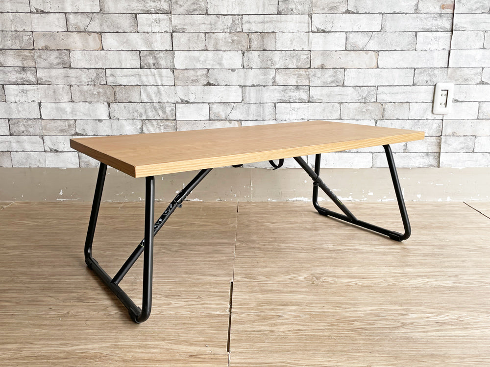 無印良品 MUJI 折りたたみローテーブル オーク材 × スチール脚 W90cm ナチュラル シンプルデザイン 定価￥15,900- 中古品  買い取りしました。