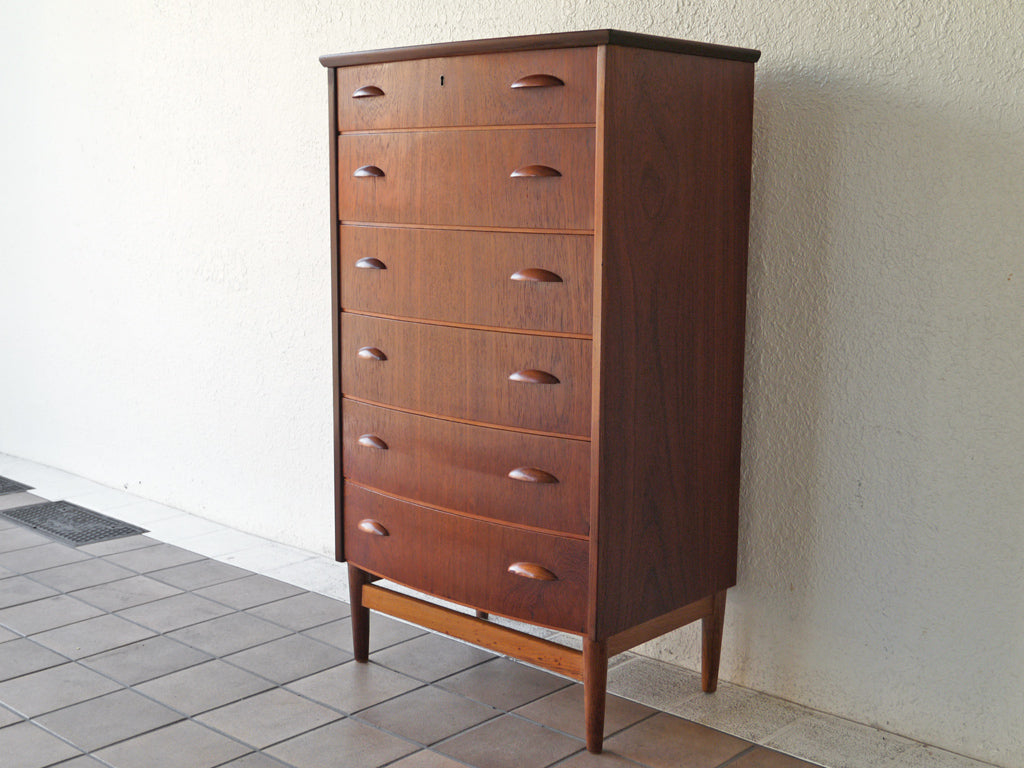 デンマークビンテージ Danish Vintage チーク材×オーク材 ハイチェスト キャビネット 抽斗6杯 北欧家具 中古品 買い取りしました。