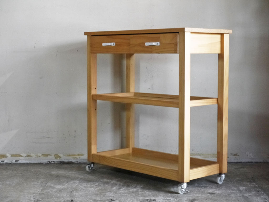 モモナチュラル MOMO Natural ランド LAND タイルトップ キッチンワゴン パイン材 ナチュラル キャスター付き 中古品 買い取りしました。