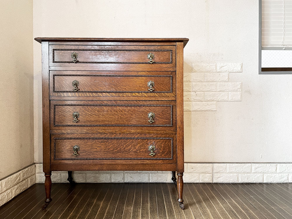 UKビンテージ Vintage オーク材 チェスト 抽斗4杯 W91cm キャスター付 英国家具 ロイズアンティークス Lloyd's Antiques 購入品  中古品  買い取りしました。