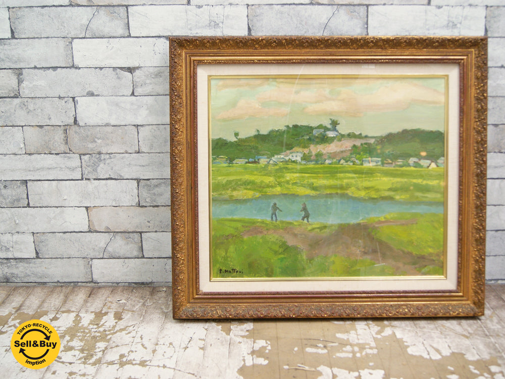 服部正一郎 油彩 風景画 『 切りとおしのみえる風景 』 買い取りしました。