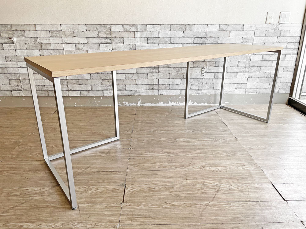 ビスレー BISLEY デスクプラン DESK PLAN ワーキングテーブル メラミン天板 ウォールナットライト Lフット スチール W200cm アジャスター付 定価￥114,800- 英国家具 中古品 買い取りしました。