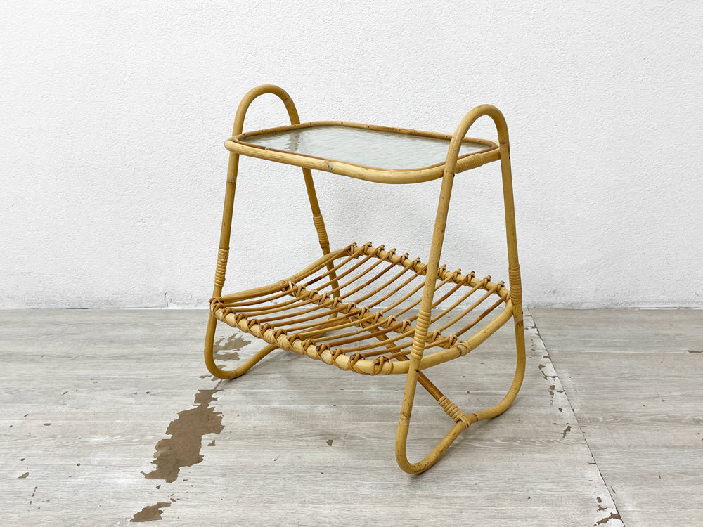 トラックファニチャー TRUCK FURNITURE RT サイドテーブル ガラス×ラタン中古品 買い取りしました。