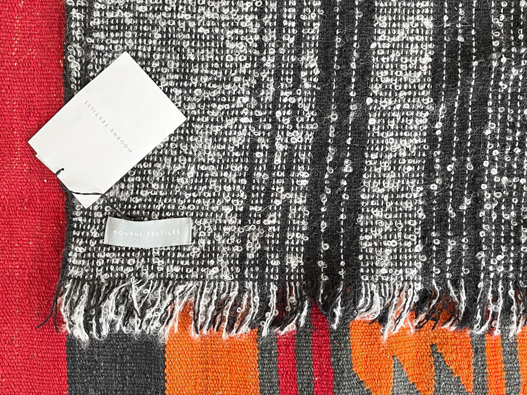 モーン・テキスタイル MOURNE TEXTILES モヘアループ ワイドスカーフ ブランケット ブラック×ホワイト 北アイルランド 中古品 買い取りしました。