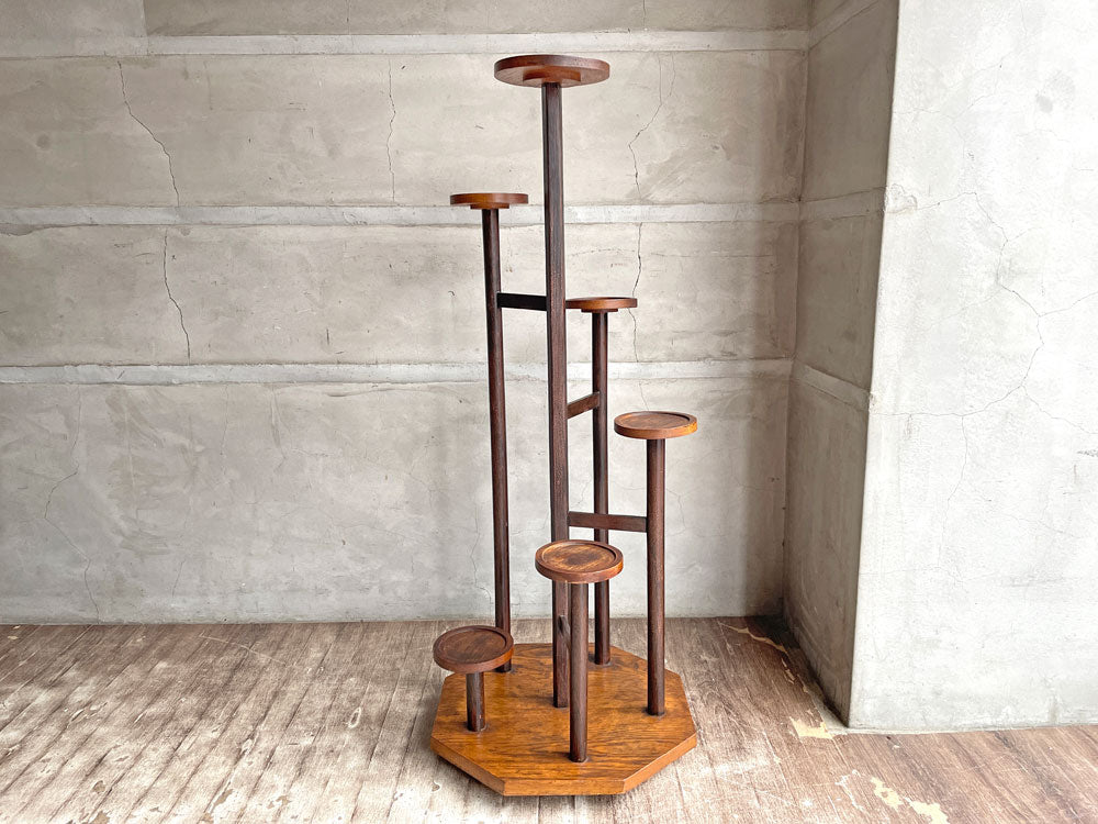 ビンテージ オーク無垢材 ディスプレイスタンド 木製ラック 店舗什器 H100cm  中古品 買い取りしました。