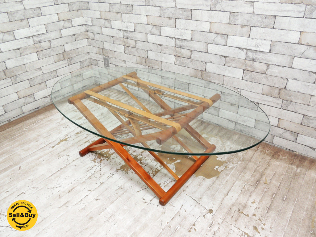 アクタス ACTUS 無垢材 ガラス センターテーブル 昇降 レザーベルト フォールディング 中古品 買い取りしました。