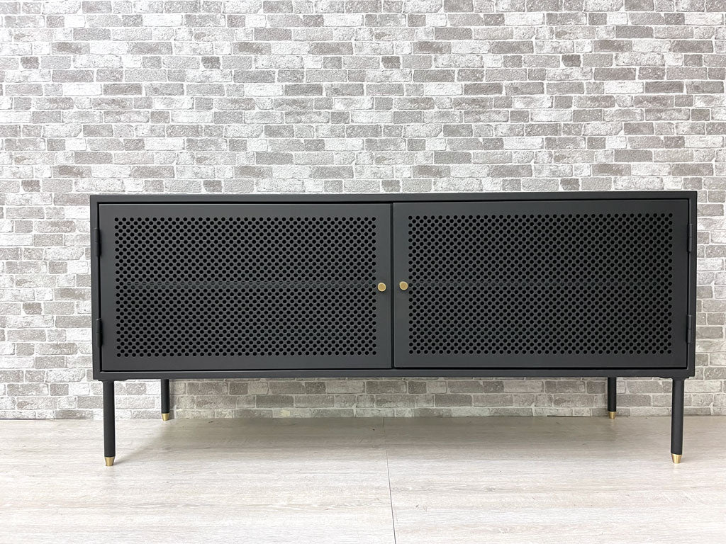 フランフラン Francfranc モダンワークス MODERN WORKS アルバ TVボード AVボード スチール製 パンチングメタル ブラック 工業系 W120cm 定価￥59,000-  中古品 買い取りしました。