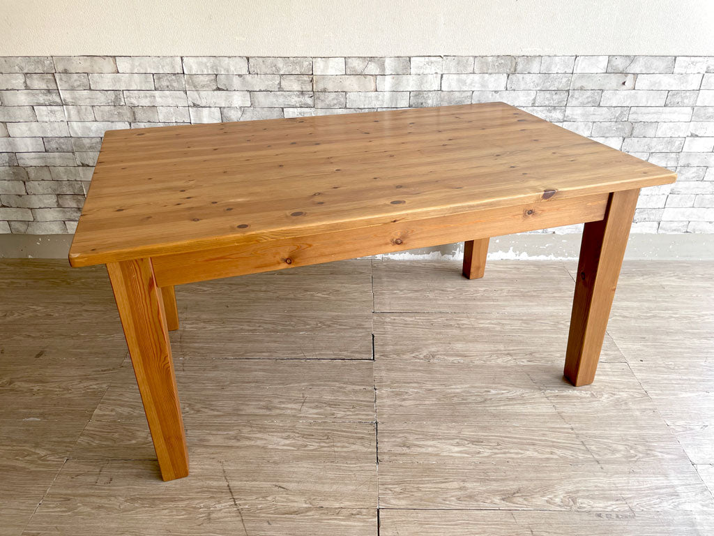 ライトハウス LIGHTHOUSE ダイニングテーブル パイン材 無垢材 W153 引き出し1杯 オーダーメイド 定価￥136,400- 中古品 買い取りしました。