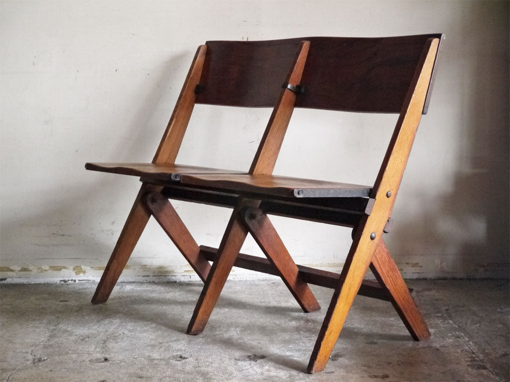 USビンテージ US Vintage シアターベンチ Theater Bench 2シーター フォールディング 米国 店舗什器 中古品 買い取りしました。