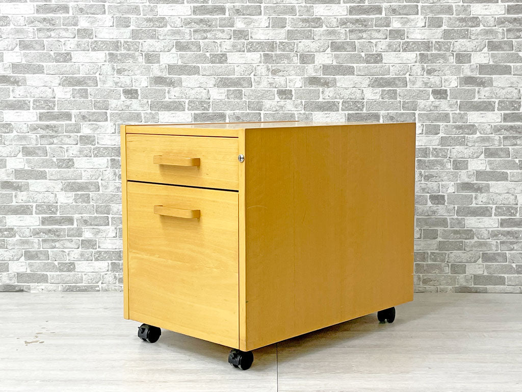 ラボファ Labofa ビーチ材 デスクキャビネット ワゴン ファイリングドロワー 2段 ファイル収納付 鍵付き デンマーク製 北欧家具 現状品   中古品 買い取りしました。