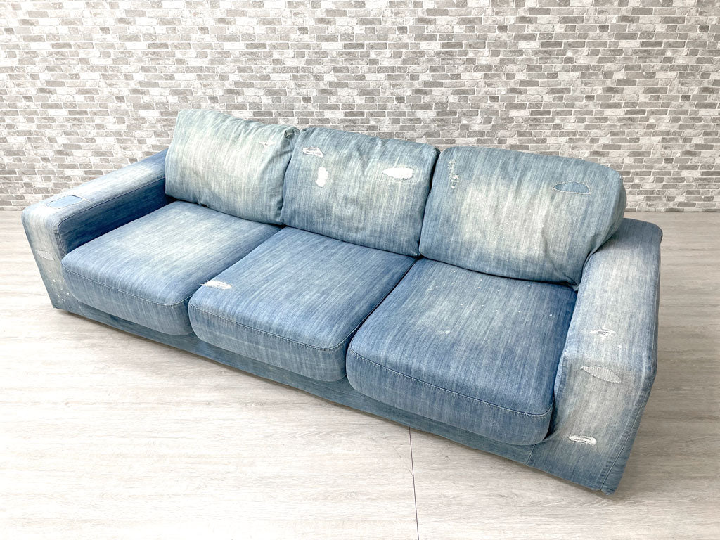 ジャーナルスタンダードファニチャー journal standard Furniture フランクリン FRANKLIN 3P ソファ デニム カバーリング 現状品 定価￥239,800- 中古品 買い取りしました。