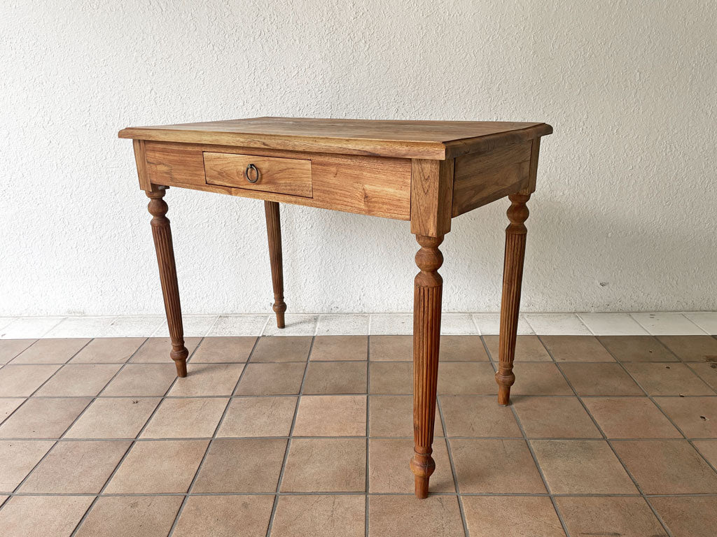 カリッジマーケット CORIGGE MARKET チーク無垢材 デスク コンソールテーブル W99cm 抽斗1杯 アジアン家具 中古品 買い取りしました。