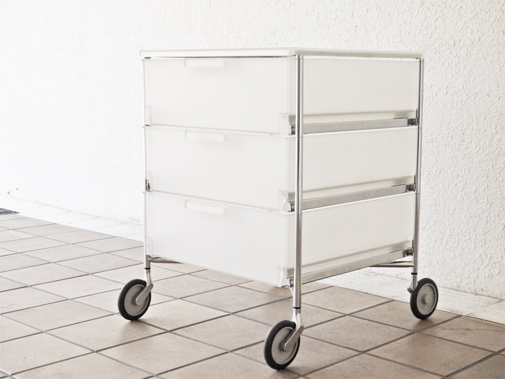 カルテル Kartell モビル3ワゴン MOBIL 3 WAGON 3ドロワー チェスト アイス キャスター付 アントニオ・チッテリオ イタリア 定価￥133,700- 中古品 買い取りしました。