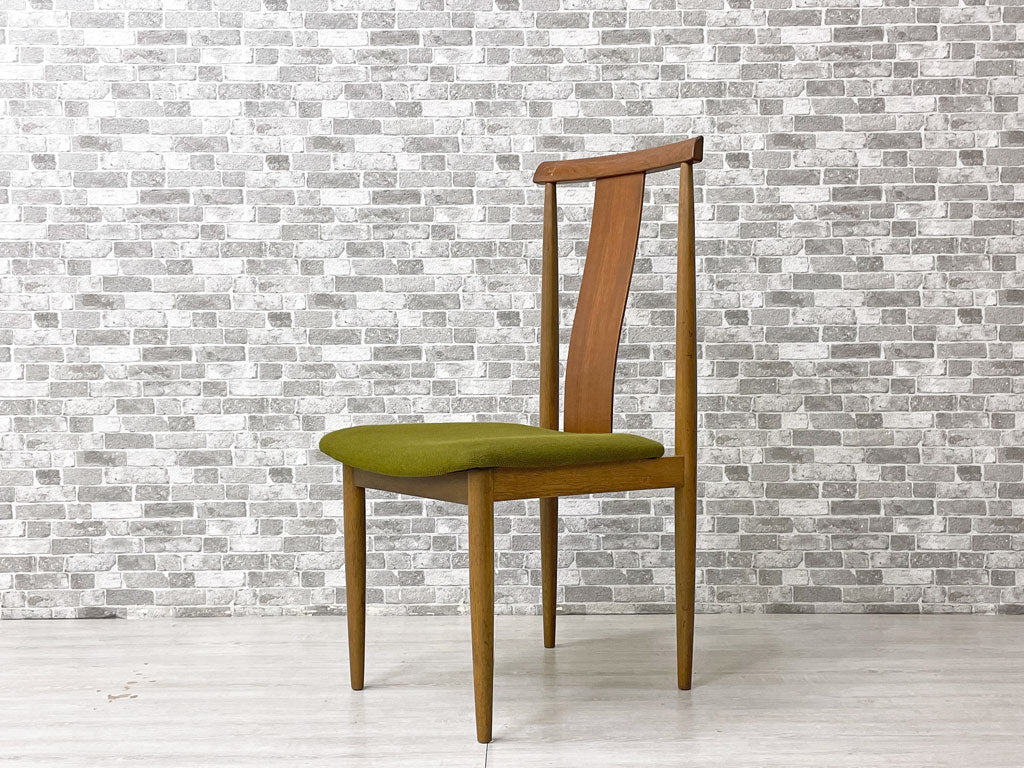 山口木材工芸 YAMAGUCHI ビンテージ ダイニングチェア ファブリック グリーン チーク材 中古品 買い取りしました。