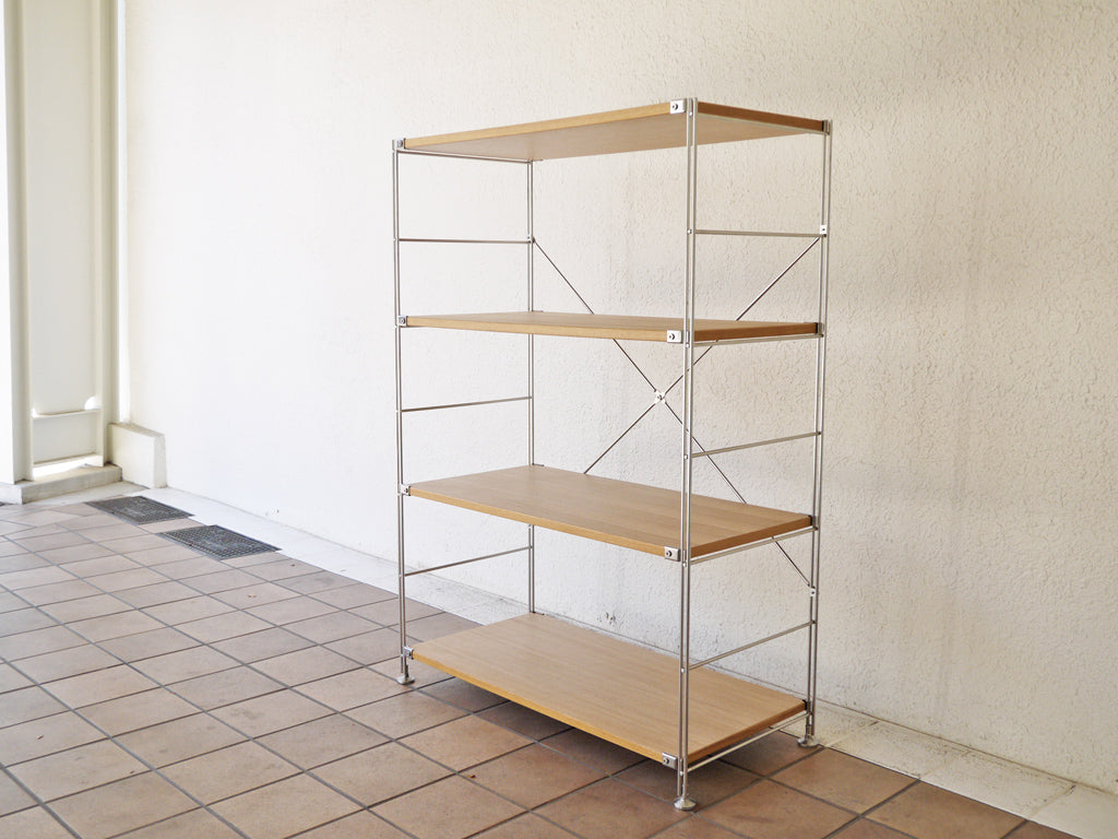 無印良品 MUJI ステンレスユニットシェルフ 4段 ワイド 中 タモ材 オープンシェルフ W86cm 中古品 買い取りしました。