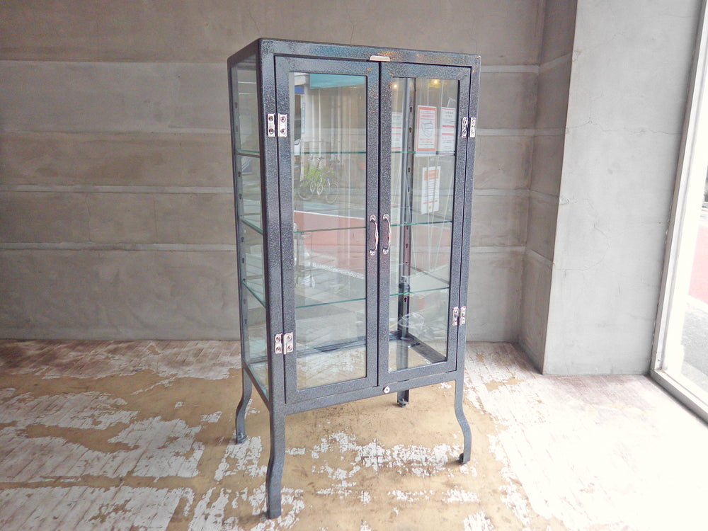 ダルトン DULTON ドクターキャビネット Doctor cabinet S ケビント キュリオケース ディスプレイラック 飾り棚 ガラス スチール グレー 鍵付き 定価\77,000- 中古品 買い取りしました。