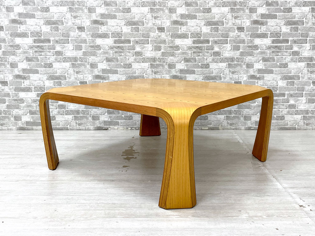 天童木工 TENDO 座卓 ローテーブル センターテーブル W75cm ケヤキ材 欅材 プライウッド 乾三郎 ジャパニーズモダン Xロゴ ビンテージ 中古品 買い取りしました。