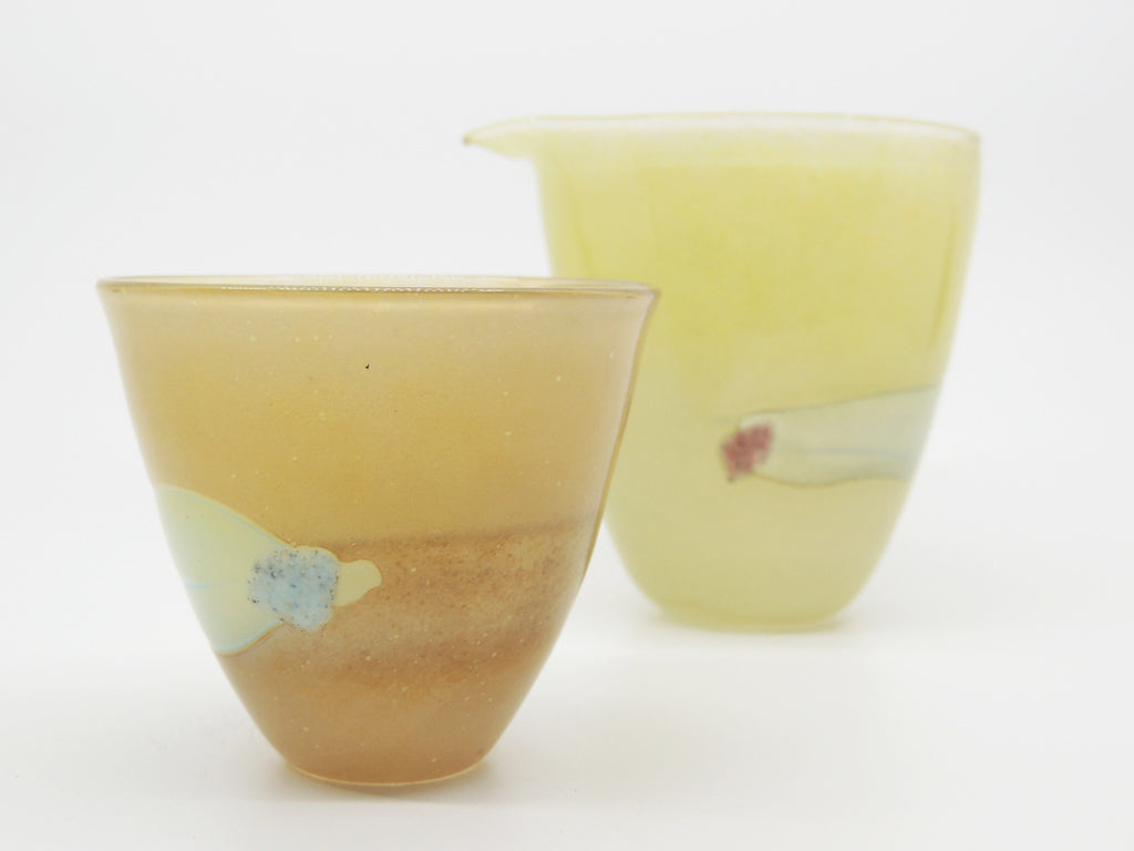 巳亦敬一 ガラス ぐい呑み ＆ 片口 現代作家   中古品 買い取りしました。