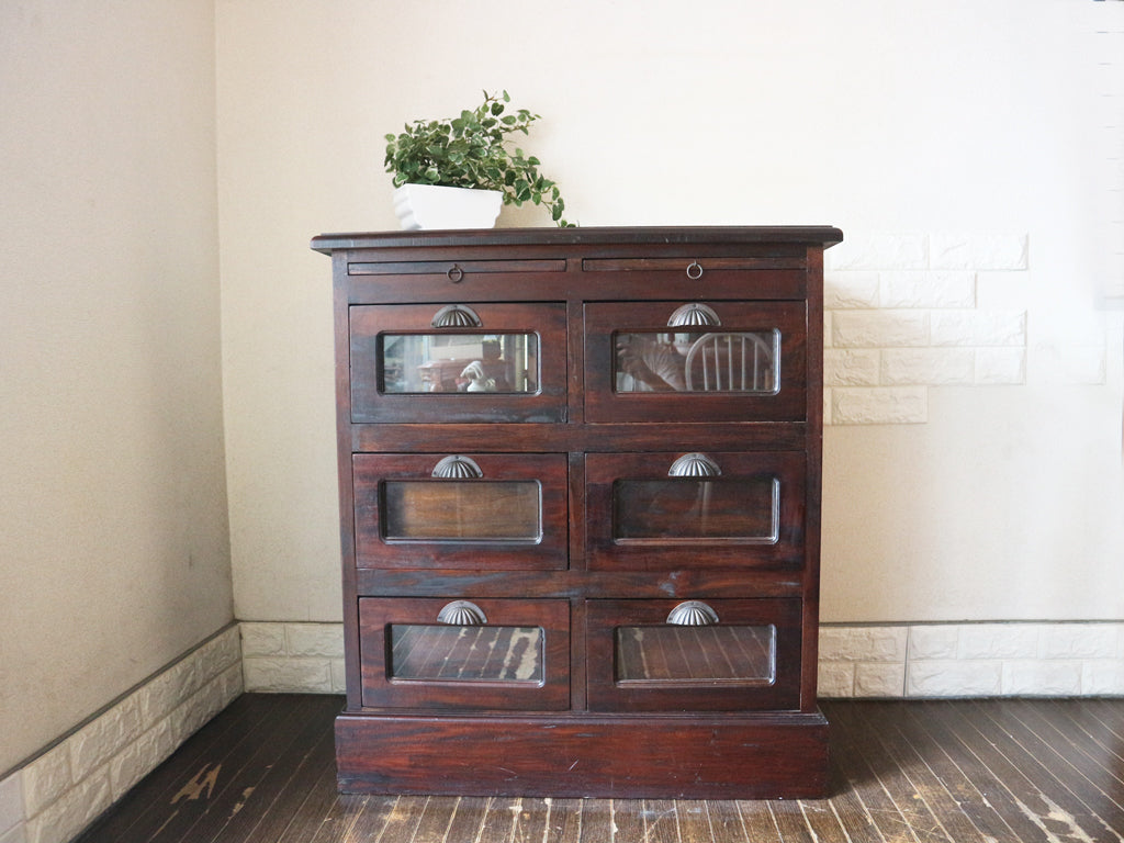 ビーカンパニー B-COMPANY 6ドロワー チェスト キャビネット スライドテーブル付 アジアン家具 マホガニー無垢材 中古品  買い取りしました。