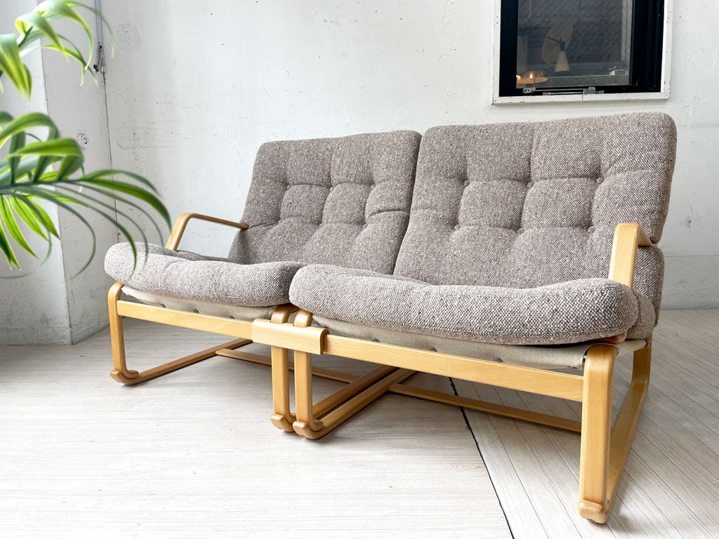 天童木工 TENDO マルガリータ 2Pソファ イージーチェア 肘付き ロータイプ サクソニー ライトブラウン ビーチ材 ブルーノ・マットソン 定価￥279,400-  買い取りしました。