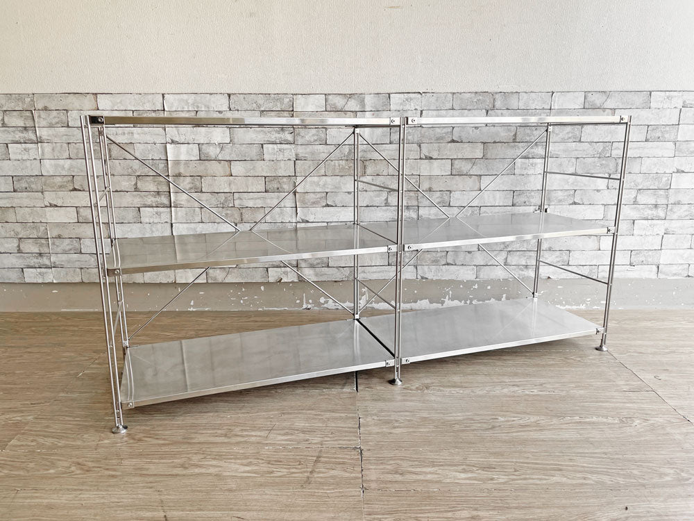 無印良品 MUJI ステンレスユニットシェルフ ステンレス棚 ワイド 2列3段 W167cm オープンシェルフ 収納家具 合計定価￥37,800- 中古品 買い取りしました。