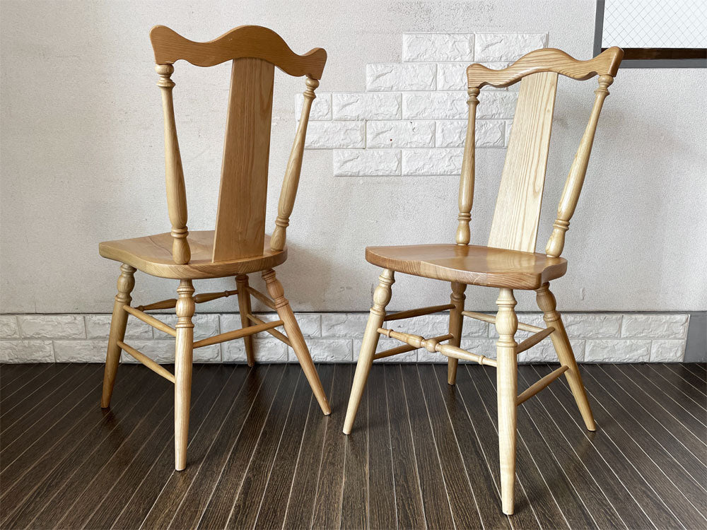 カントリースタイル Country Style アッシュ無垢材 ダイニングチェア 2脚セット ナチュラル  中古品  買い取りしました。