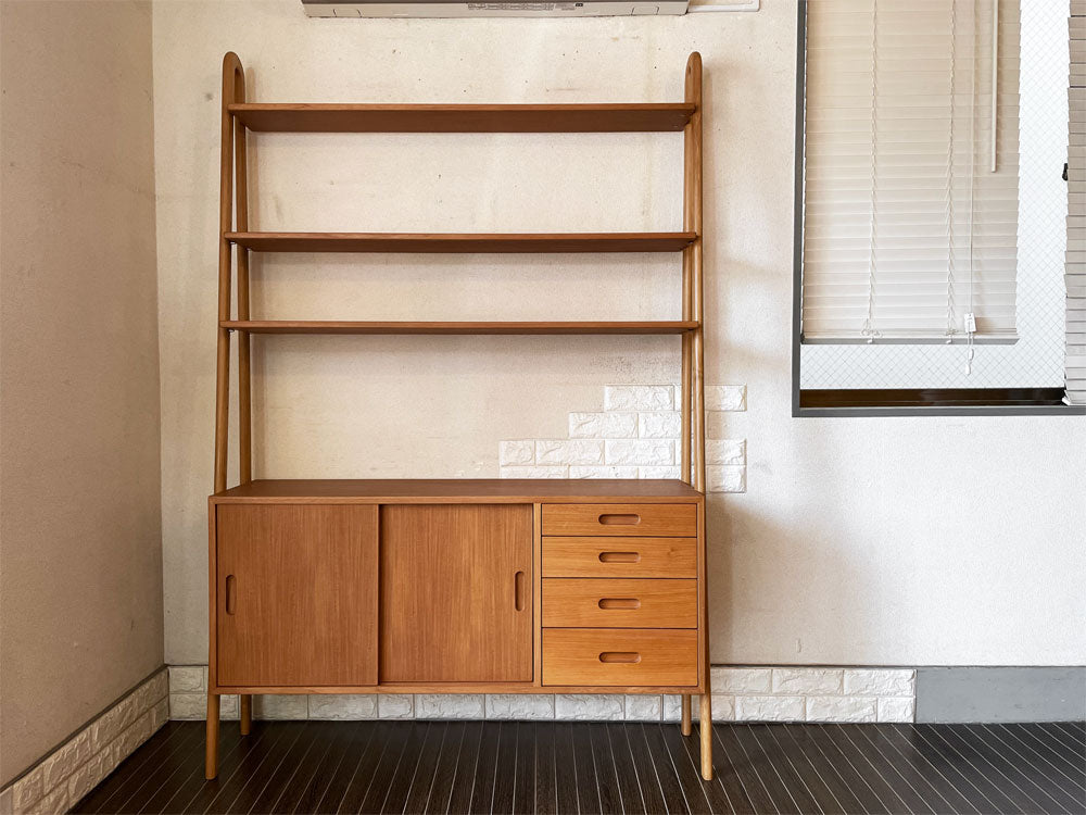 クロロス CHLOROS Bi-color ユニットシェルフ アシンメトリーキャビネット オープンシェルフ チーク無垢材 W125cm 北欧デザイン 定価￥95,700- 中古品  買い取りしました。