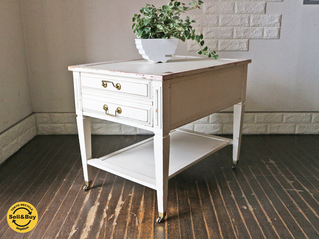 USビンテージ マーズマン Mersman Furniture シャビーペイント ランプテーブル ナイトテーブル サイドテーブル レトロファニチャー カントリー  中古品  買い取りしました。