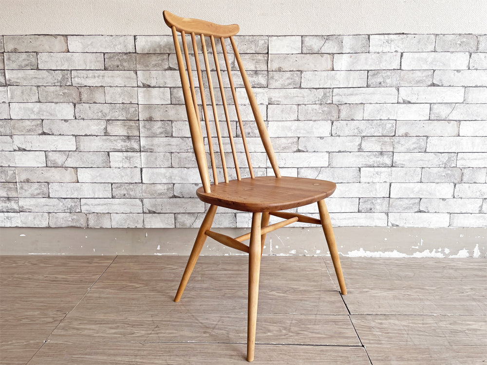 アーコール ERCOL ゴールドスミス ダイニングチェア ハイバック スティックバック エルム材 ナチュラルカラー 英国家具 UKビンテージ 中古品 買い取りしました。