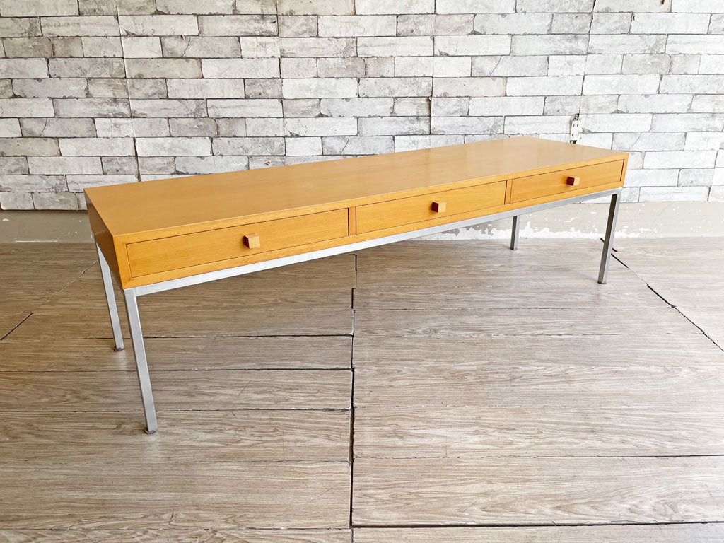フクラ HUKLA ドロワーセンターテーブル AVボード ローボード 抽斗3杯 メイプル スチール ナチュラル W140cm モダンデザイン 参考価格￥149,600- 中古品 買い取りしました。