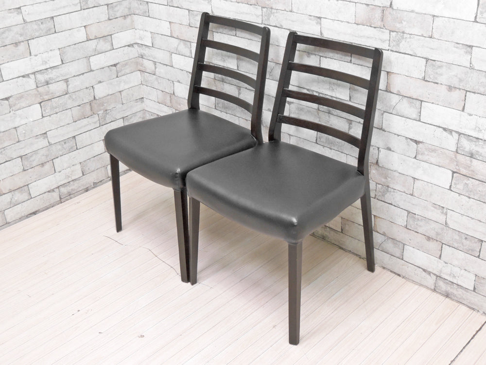 IDC大塚家具 OTSUKA シネマ Aタイプ ダイニングチェア レッドオーク無垢材 PVCシート ブラック 2脚セット シンプルモダン  中古品 買い取りしました。