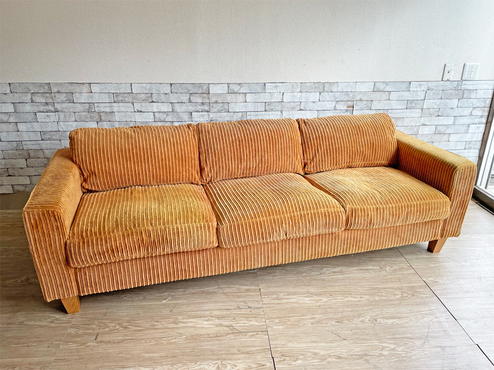 アクメファニチャー ACME Furniture ジェティ フェザー ソファ JETTY feather SOFA 3P コーデュロイ マスタード 定価\317,900-  中古品  買い取りしました。