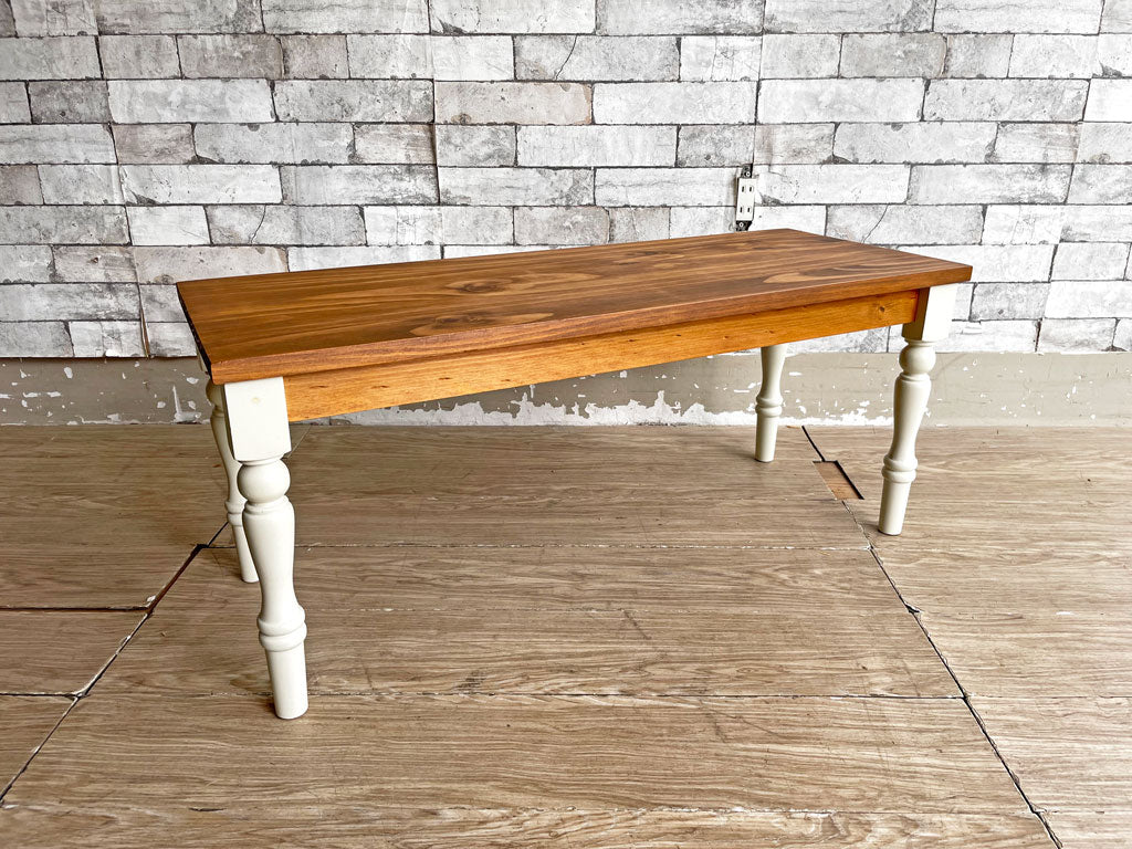 フランフラン Francfranc パイン材 フレンチカントリー ベンチ ローテーブル W90cm ホワイトペイント 中古品 買い取りしました。