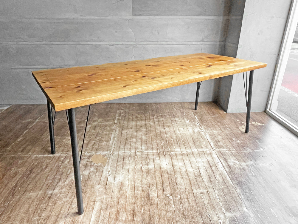 インダストリアル Industrial ダイニングテーブル 杉無垢材×アイアンレッグ W180cm 買い取りしました。