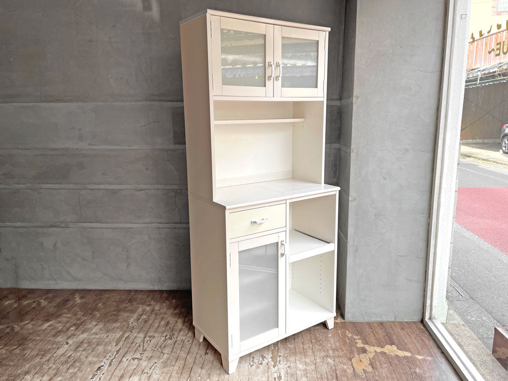 モモナチュラル MOMO Natural ランド LAND キッチンボード タイルトップ レンジボード 食器棚 ホワイトペイント 定価\95,000- 中古品 買い取りしました。