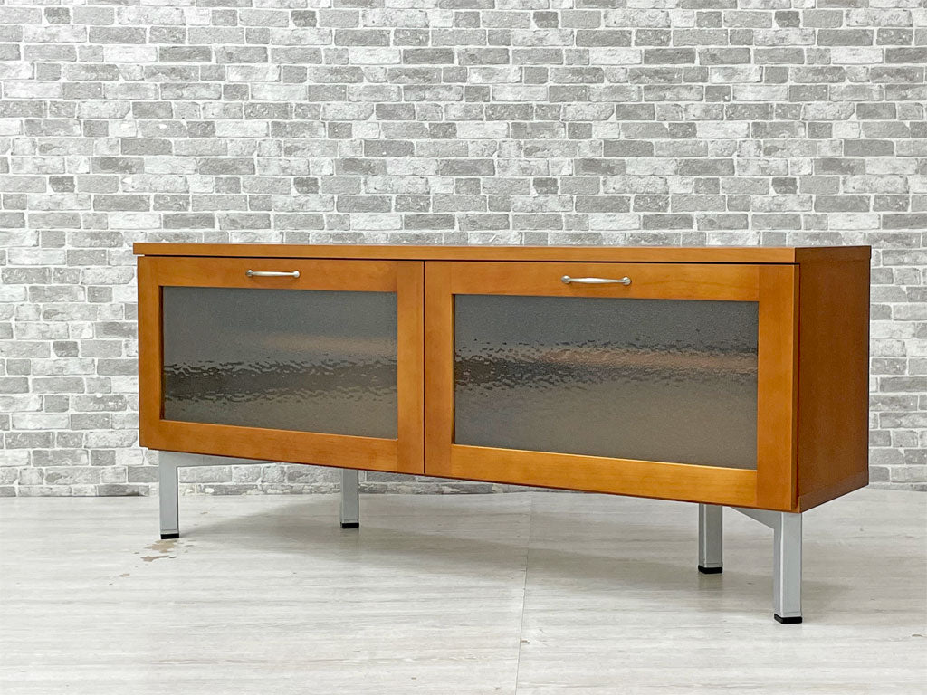 ナチュラルモダン Natural Modern AVボード TV台 W118cm フラップ扉 磨りガラス ウッド×スチール リメイク品 中古品 買い取りしました。