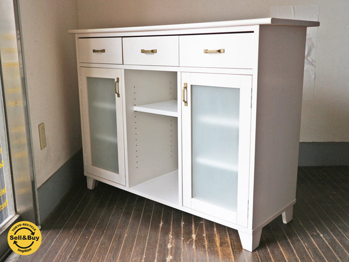 モモナチュラル MOMO natural ランド LAND タイルトップ 両面 カウンター ホワイト  ～キッチンをスマートにする両面カウンター～ 【 買取と販売とレンタルのお店 】