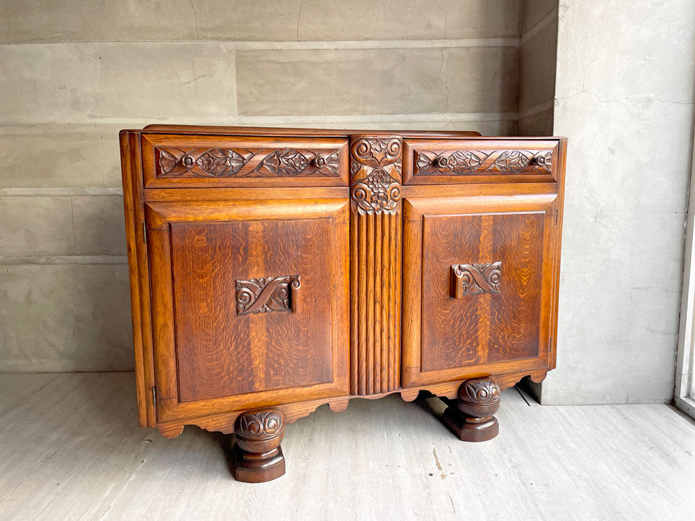 UKビンテージ Vintage サイドボード キャビネット オーク無垢材 W137 ヨーロピアンクラシック 英国家具 中古品 買い取りしました。