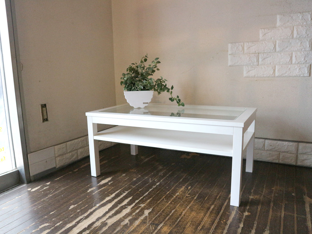 モモナチュラル Momo natural シエル CIELE ビット ガラストップ BIT GLASS TOP センターテーブル パイン材 ホワイト 中古品  買い取りしました。