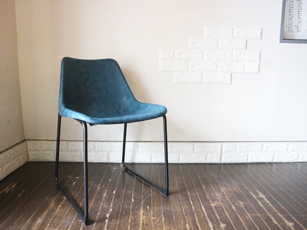 ノットアンティークス Knot antiques ログチェア LOG Chair ダイニングチェア ビンテージブルー プロテインレザー ミッドセンチュリー　中古品  買い取りしました。