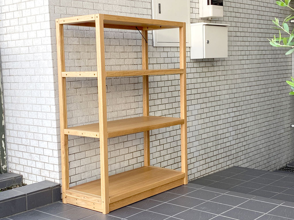 無印良品 MUJI オーク材 ユニットシェルフ 4段 オープンシェルフ 飾り棚 フリーラック 本棚 連結穴付き 廃番 希少  中古品 買い取りしました。